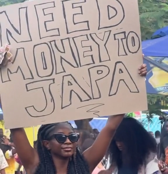 Lady Placard Donations Money Japa