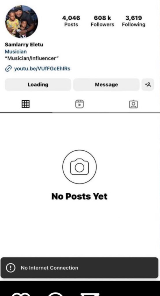 Sam Larry’s deactivated Instagram account 