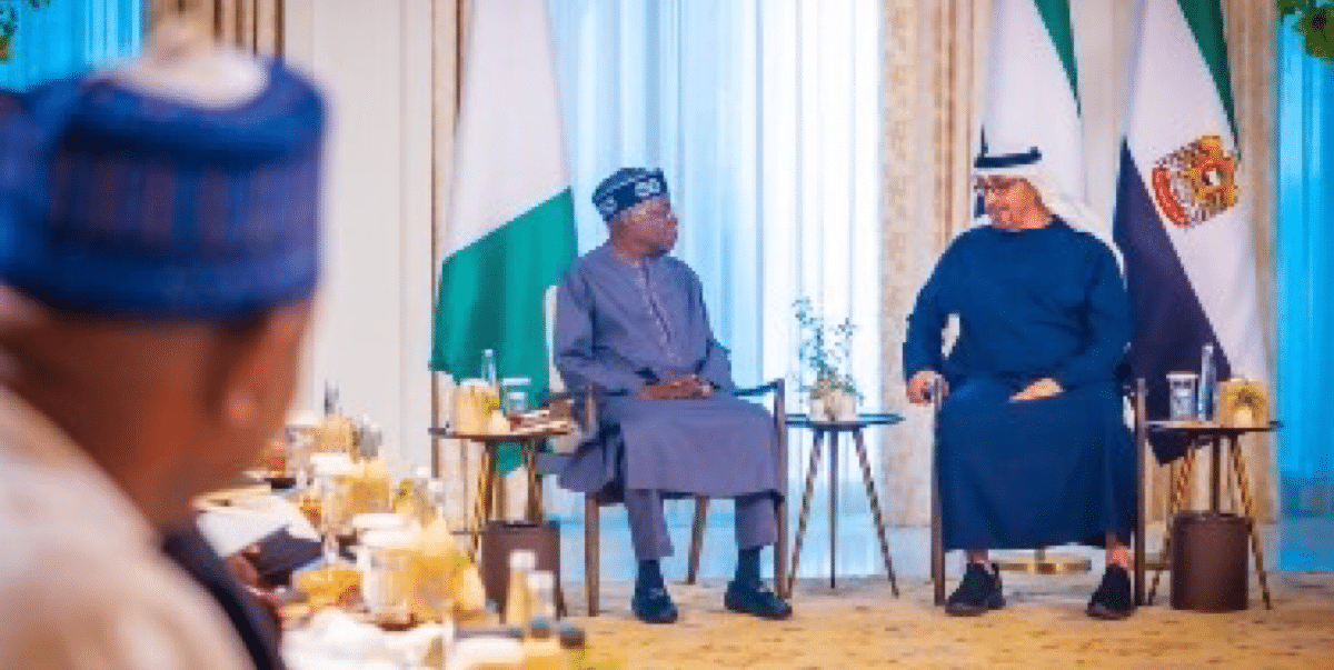 President Bola Tinubu and President of the United Arab Emirates, Mohamed bin Zayed Al Nahyan