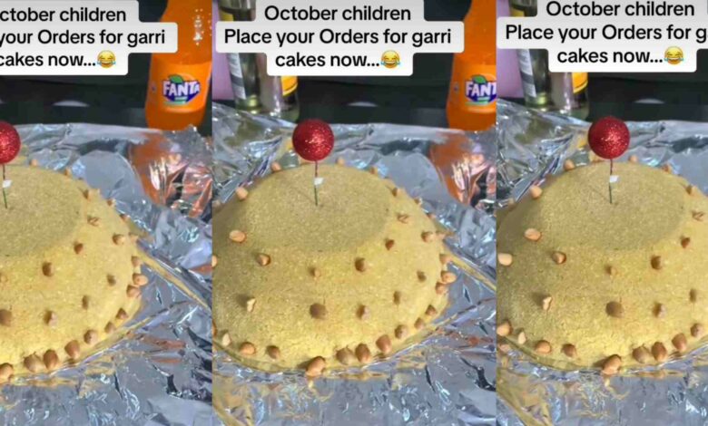 Baker stirs reactions as she flaunts creative garri cake