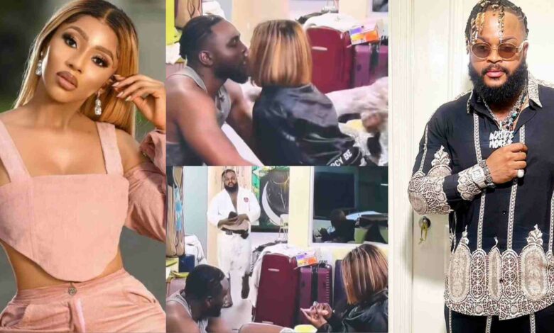 "This one no go faithful for marriage" – Reactions as Mercy Eke immediately stops kissing Pere as Ilebaye spots Whitemoney coming