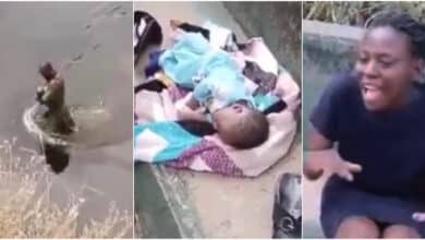 Good Samaritan rescues baby thrown into river along Badagry road by his mother (Video)