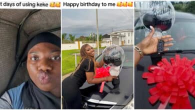 "Last day of chasing Keke" - Lady buys brand new car on her birthday, flaunts it (Video)