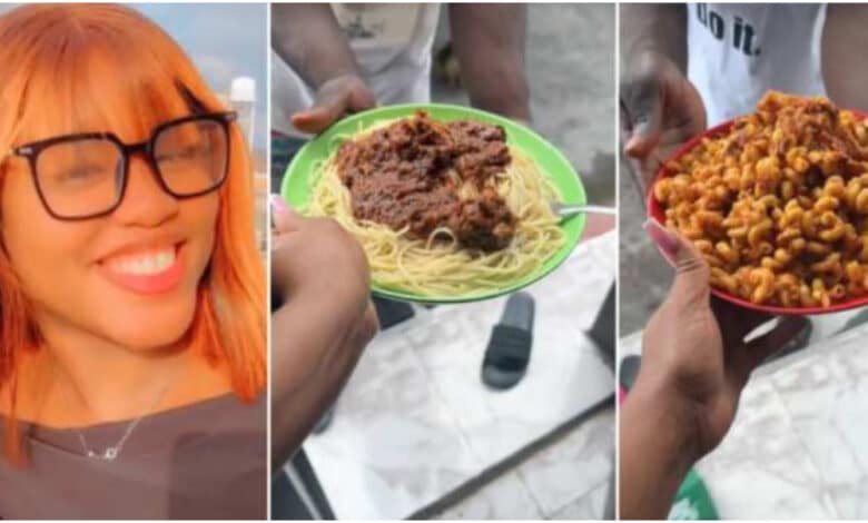 Pretty lady melts hearts as she serves her gateman a sumptuous meal, keeps his identity private (Video)