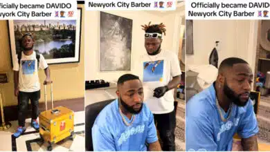 Barber celebrates becoming Davido's official hairstylist after giving the singer an attractive haircut in US (Video)