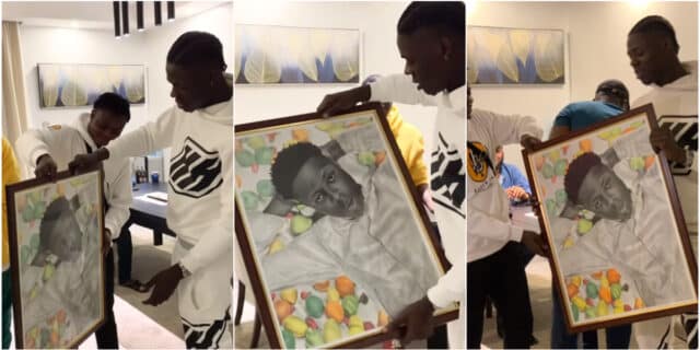 Mohbad: Throwback video of the singer beaming with joy as fan draws his portrait, presents it after framing