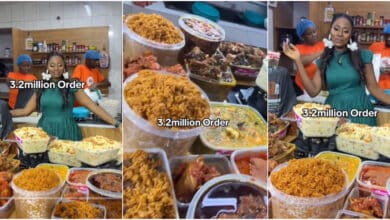 Nigerian lady causes buzz as she shows off N3.2 m food order she received on her birthday; Netizens react (Video)
