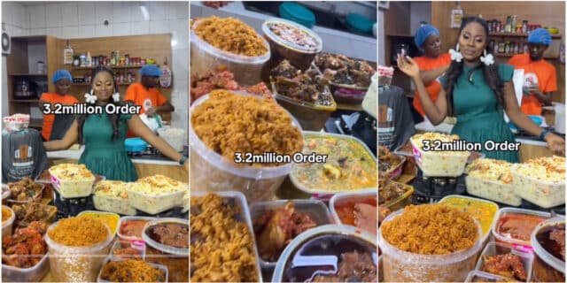 Nigerian lady causes buzz as she shows off N3.2 m food order she received on her birthday; Netizens react (Video)