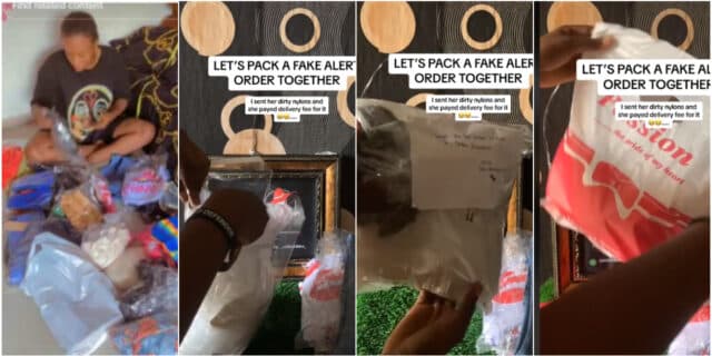 "Think you're smart?" - Lady outsmarts customer who sent her a fake alert, package dirty nylon, makes her pay for delivery fee
