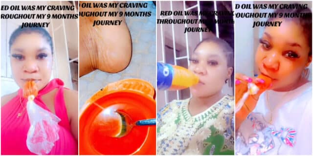 "I drank plenty palm oil"- Pregnant Woman causes buzz with her extraordinary craving during pregnancy (Video)