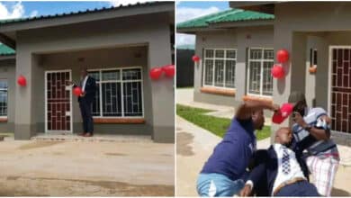 Man faints in shock as wife surprises him with completed 3-bedroom house she secretly built