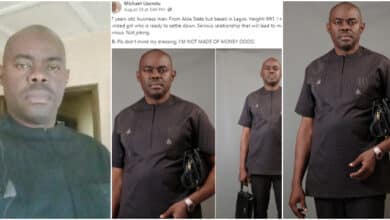 A 47-year-old Nigerian man identifed as Michael Uzondu, has created quite a stir on social media with his unconventional approach to finding love.