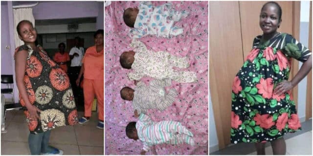 lady welcomes quadruplet after 9 year of waiting