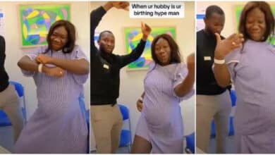 Heavily pregnant woman and husband create a stir as they scatter dance floor at hospital (Video)