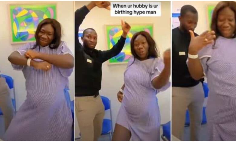 Heavily pregnant woman and husband create a stir as they scatter dance floor at hospital (Video)