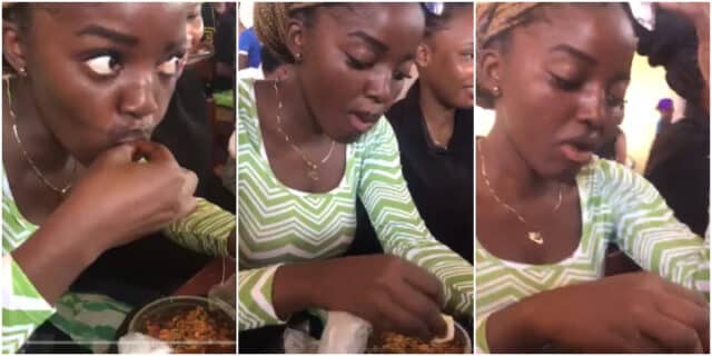 Female student spotted eating fufu with soup in lecture hall, Video causes buzz