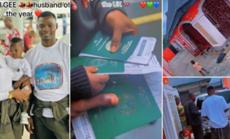 Nigerian family over the moon as they all obtain UK visas, flaunt their international passports, pack their bags for relocation (Video)