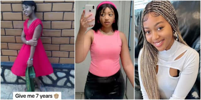 "Give me 7 years " - Lady shares throwback photos, her transformation causes buzz (Video)