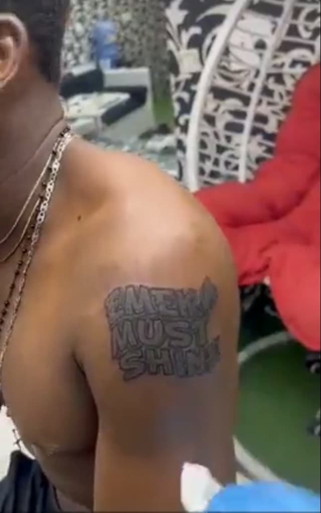 Blaqbonez reacts as diehard fan tattoos his name on his body in big case 