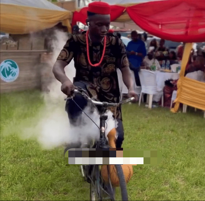 Man Bicycle Calabash Smoke