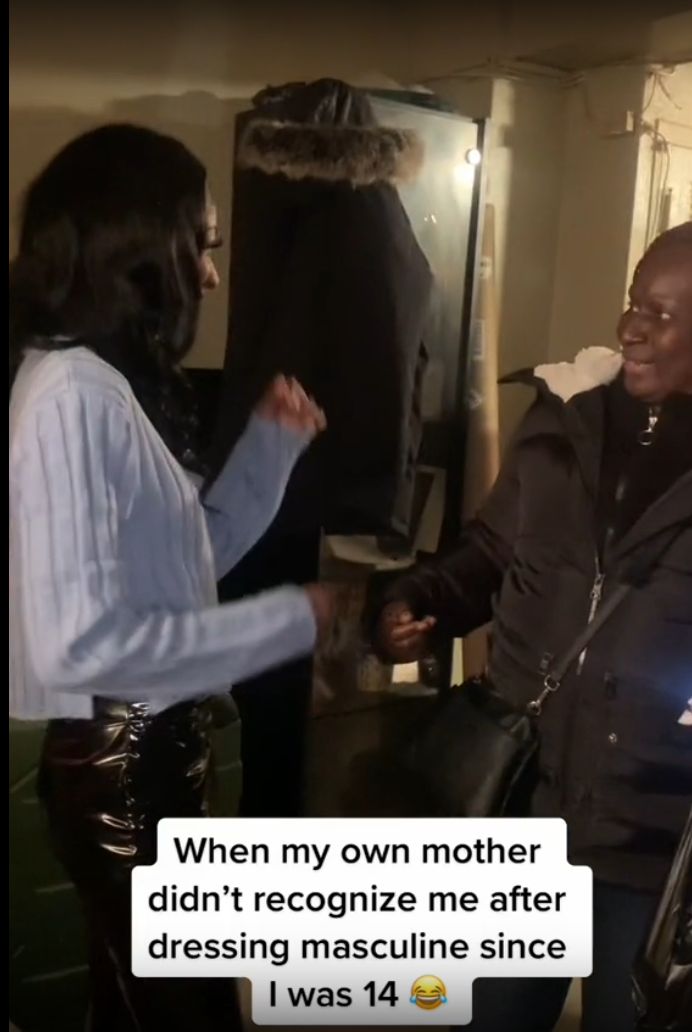 "From tomboy to slay queen" - Mother overjoyed as her daughter shows up at her house dressed like a lady for the first time since childhood (video)