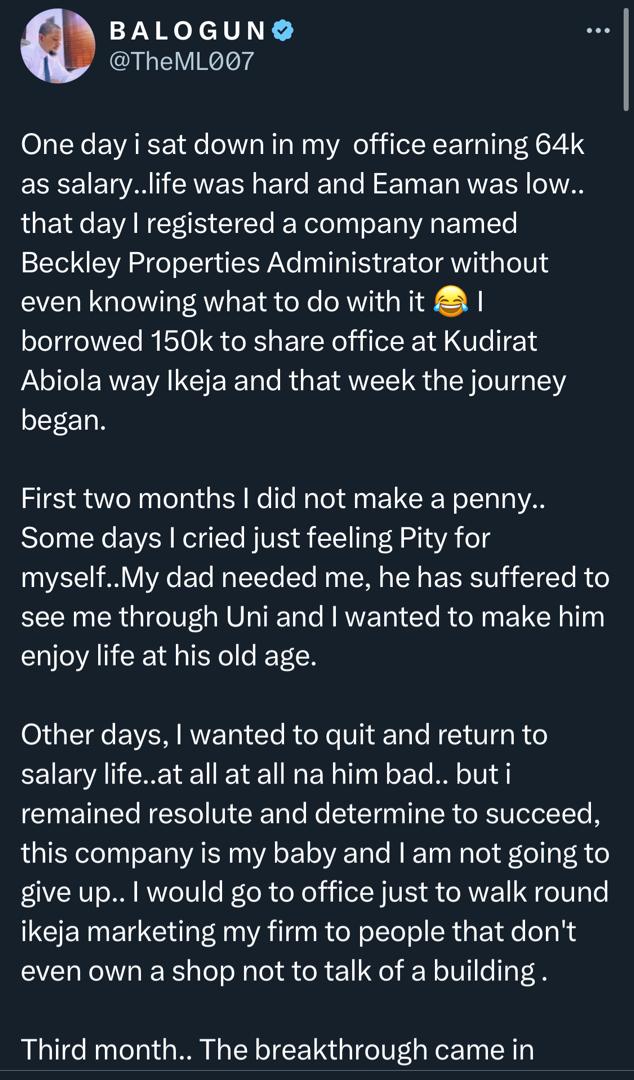 Man quits N64K salary job, becomes millionaire after three months