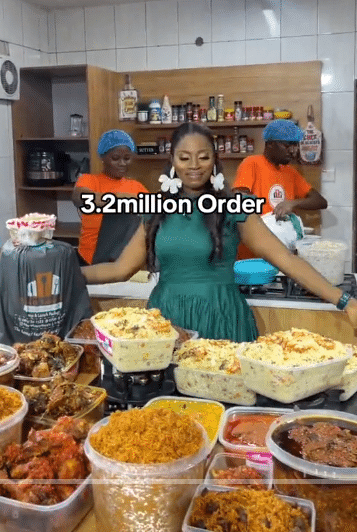 Nigerian lady causes buzz as she shows off N3.2 m food order she received on her birthday; Netizens react (Video)