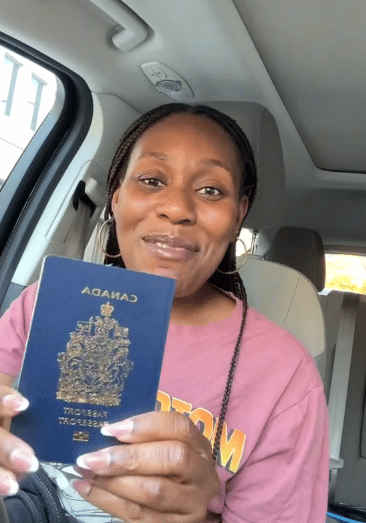Nigerian lady over the moon as she becomes Canadian citizen after 9 years in Canada, proudly flaunts her blue passport