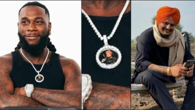 Burna Boy honours his late Indian friend, Sidhu Moose Wala with a neck piece