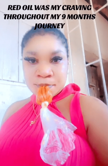 "I drank plenty palm oil"- Pregnant Woman causes buzz with her extraordinary craving during pregnancy (Video)