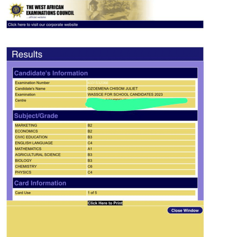 Woman shares her daughter's WAEC result after switching from Art to Science class