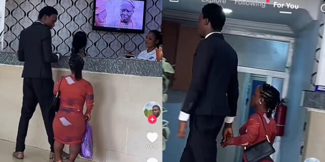 Man leaves many Nigerians green with envy as he carries petite woman with him to hotel room