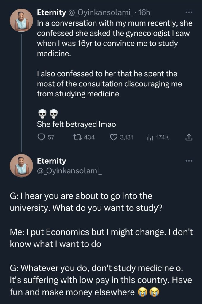 Gynecologist discourages lady from studying medicine even after mother begs him to encourage the ambition