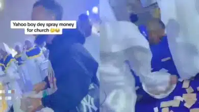 “It shows how corrupt the church has become” — Netizens react as young man make it rain money in a white garment church