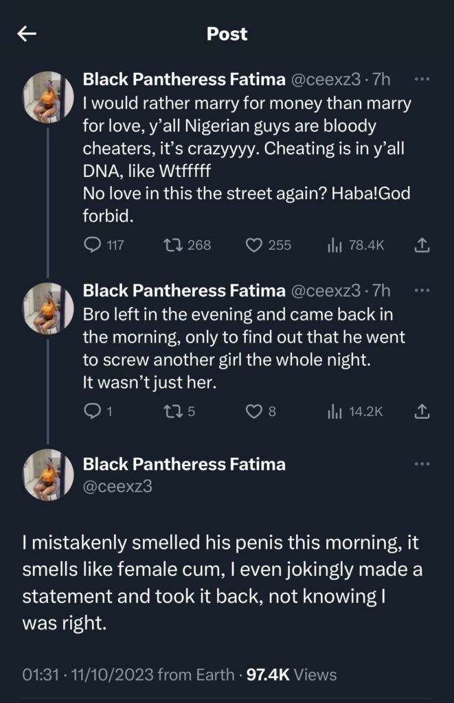 Lady goes on ranting spree, laments her boyfriend’s cheating