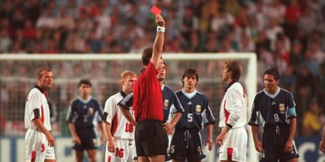 David Beckham reveals how the red card given to him at 1998 World Cup still hurts