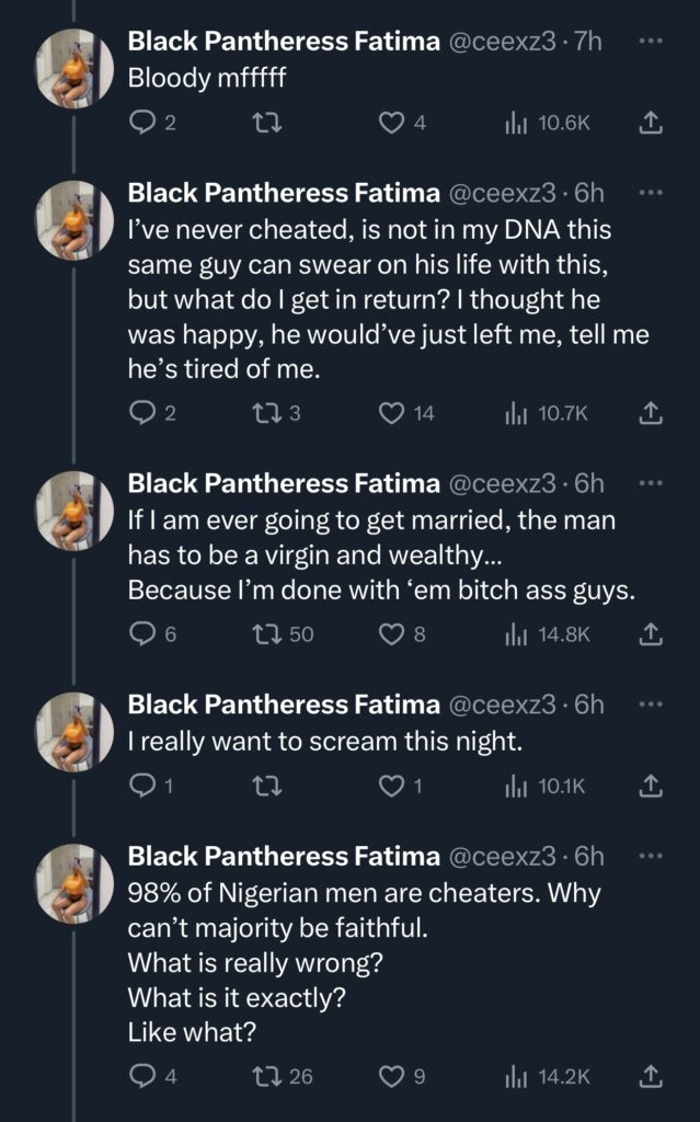 Lady goes on ranting spree, laments her boyfriend’s cheating