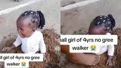 Video of little girl half buried in sand causes stir on the internet