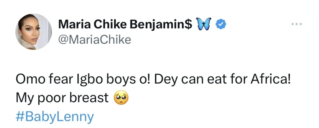 "Fear Igbo boys o" – Maria Chike cries out as she shares her experience with her baby as a new mother