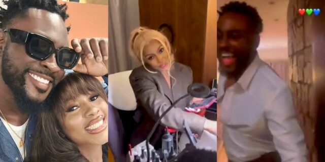 "Match made in heaven" – Reactions as Mercy is spotted wearing Pere's blazer while in his hotel room