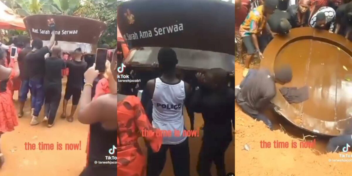 Residents stir reactions as they bury Ghanaian food vendor in giant mortar