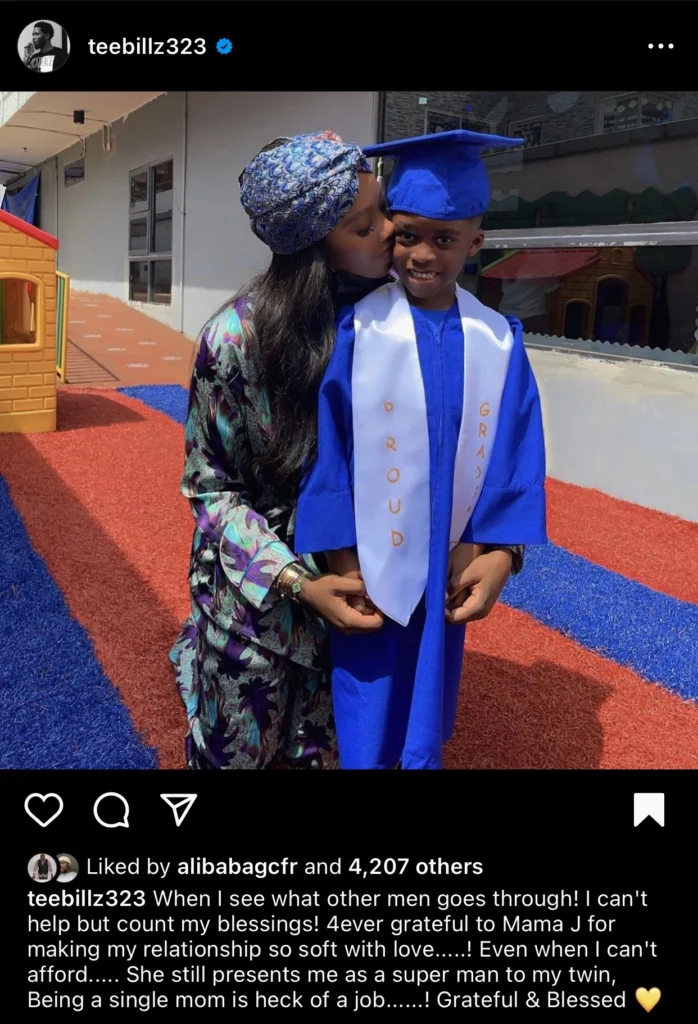 Teebillz, appreciates his estranged wife, Tiwa Savage in new heart-felt post on Instagram