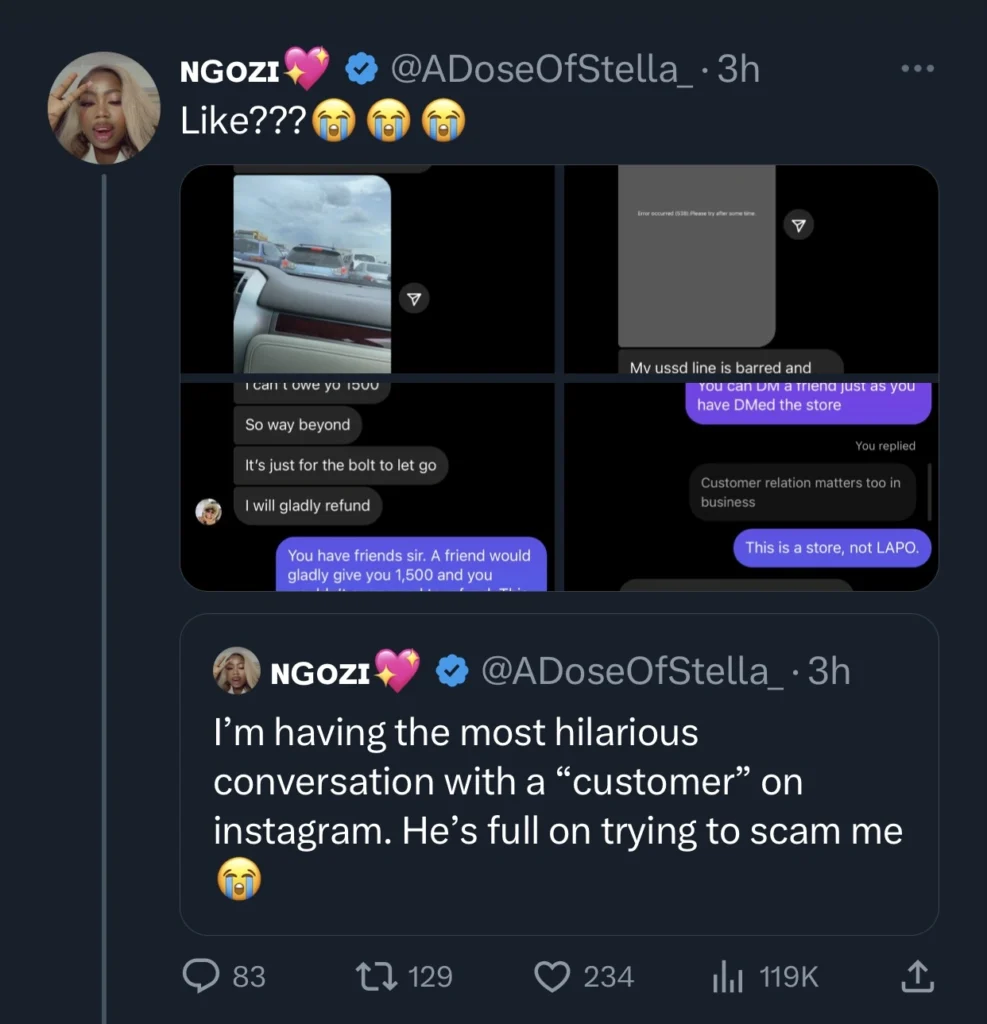 “Scammers don lack format o!” — Nigerian business woman exposes scammer in her DM