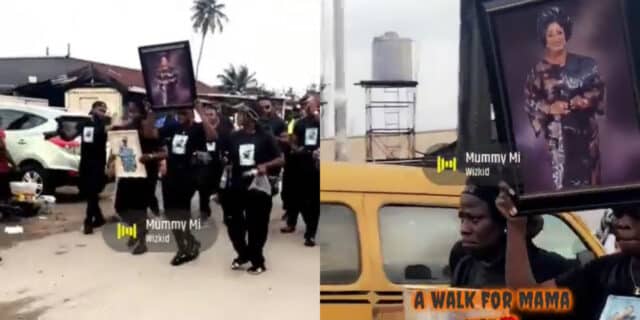 Fans of Wizkid go on procession for his mom