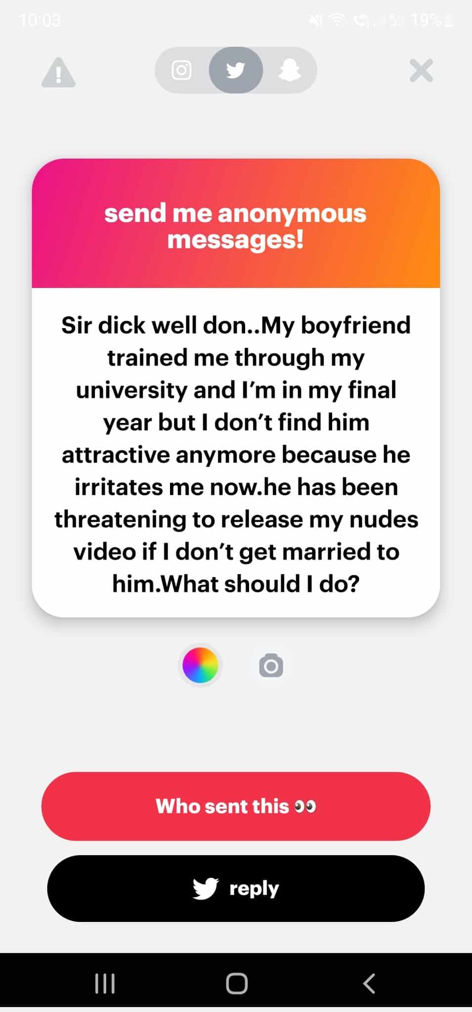 "I don't find him attractive again" - Lady falls out of love for boyfriend who sponsored her education