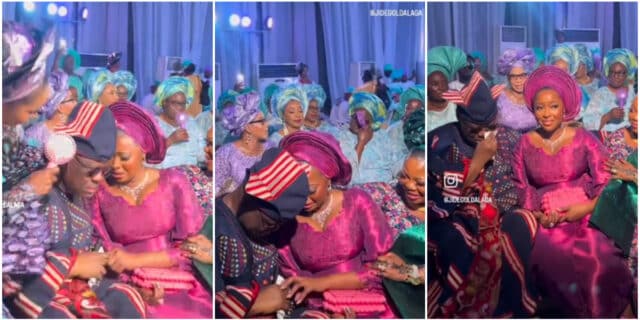Father causes stir as he cries a river at his daughter's wedding, mother cheers with beaming smiles; Video stirs emotions