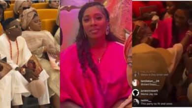 "That love still dey" - Tiwa Savage, Wizkid stirs reaction with soothing hug at his mum’s funeral party