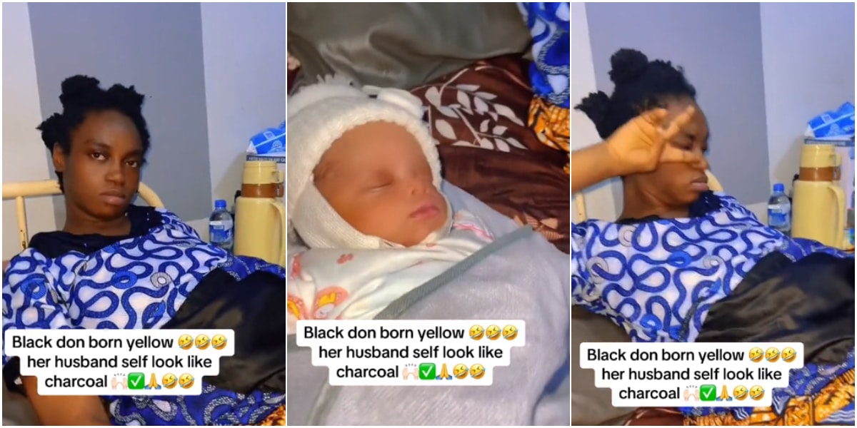 "The father is even way darker" - Dark-skinned parents cause buzz as they give birth to a very fair baby