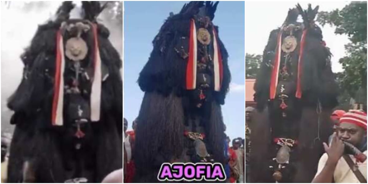 Gigantic Nnewi masquerade, Ajofia, stuns onlookers as it parades the streets