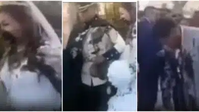 Moment groom's ex-girlfriend throws poop at him and his bride during their wedding